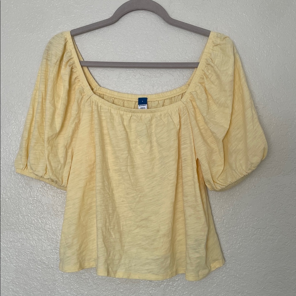 Old Navy Light Yellow Puff Sleeve Blouse
